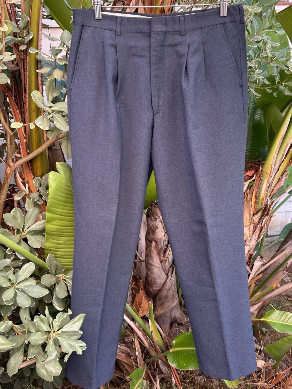 Vintage 1970s Perma-Prest Gray Pleated Dress Pants USA Made 34x30